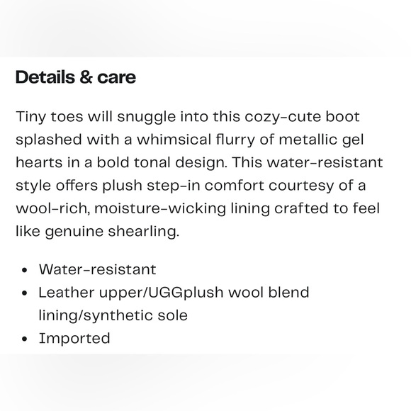 UGG Big Girl/Women’s Classic ll Gel Heart Boots Metallic Hearts Size 5 - Picture 11 of 11